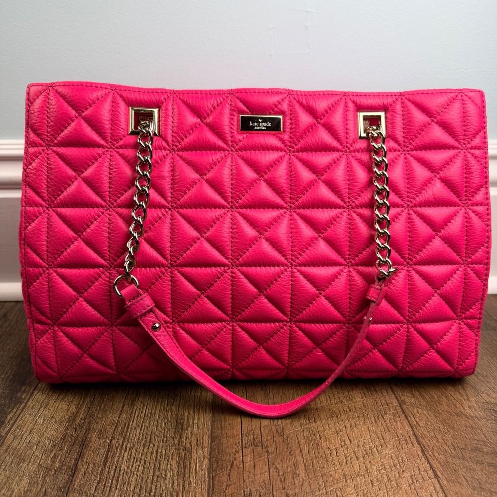 Kate Spade Sedgewick Place Phoebe Quilted Leather Tote Zinnia Pink PXRU4393